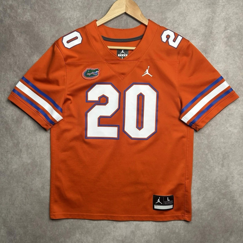 Jordan Football Jersey Florida Gators Youth UF #20 Dri-Fit Nike Sz Large Orange